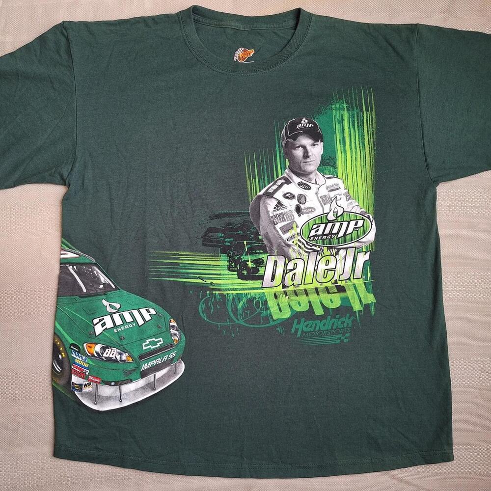 2008 Dale Earnhardt Jr. AMP Energy NASCAR Green Graphic T-Shirt Men's XL